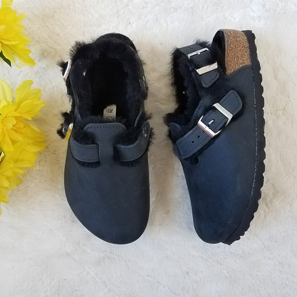 Birkenstock Tokio Shearling Oiled Leather-Shearling - Black - Picture 2 of 9